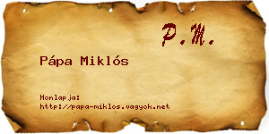 Pápa Miklós névjegykártya